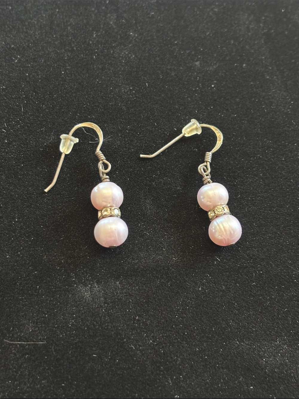 Pink Faux Pearl Double-Drop Earrings with Sparkling Spacer